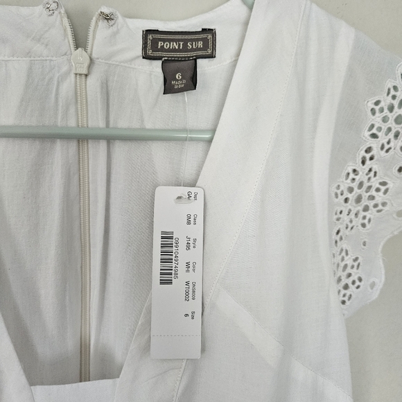 NWT J. Crew Point Sur white and burgundy embroidered midi dress size 6 flaw - Picture 8 of 10